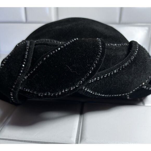 Helen Joyce Original New York Black Velour Vintage Hat With Rhinestones Fle’chet main image 14